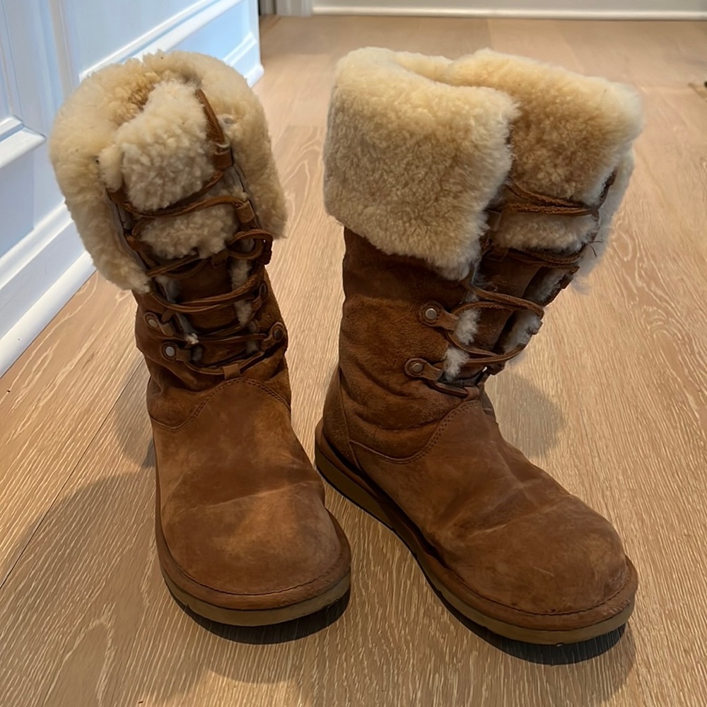 UGG leather boots, shearling fur lined